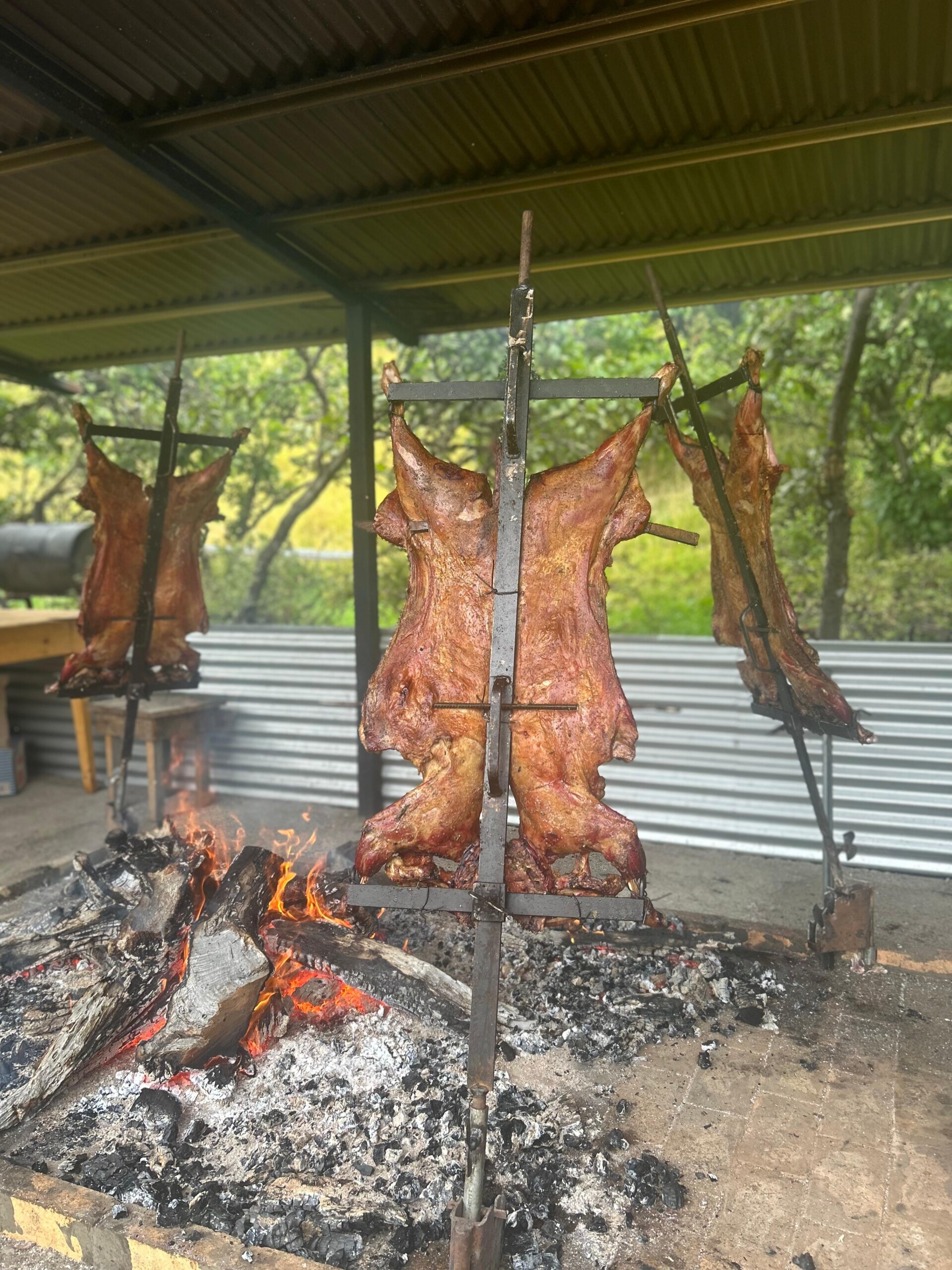 Asado de cordero al palo en Estancia Perales